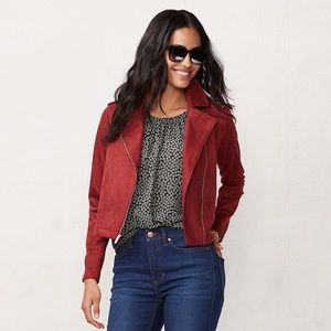 LC Lauren Conrad Red Suede Moto Jacket